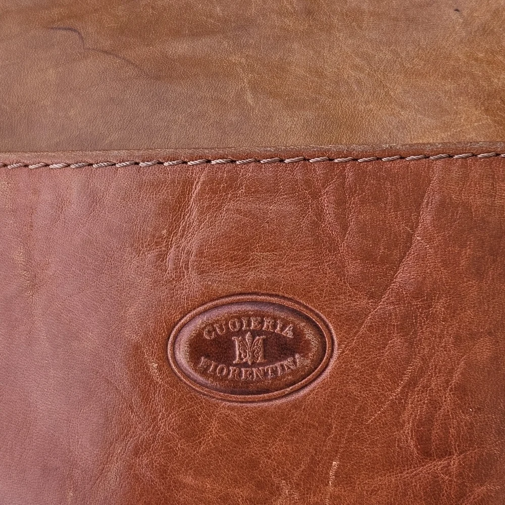 Cuoieria Fiorentina Vintage Crossbody Bag Smooth Brown Leather Purse Italy